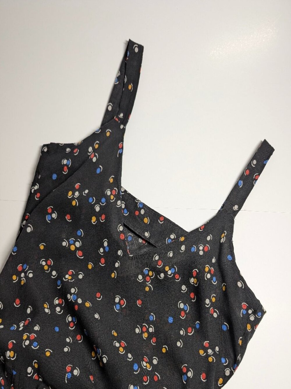 Handmade Polka Dot Sheer Midi A-line Dress Size Small Black - Picture 12 of 13